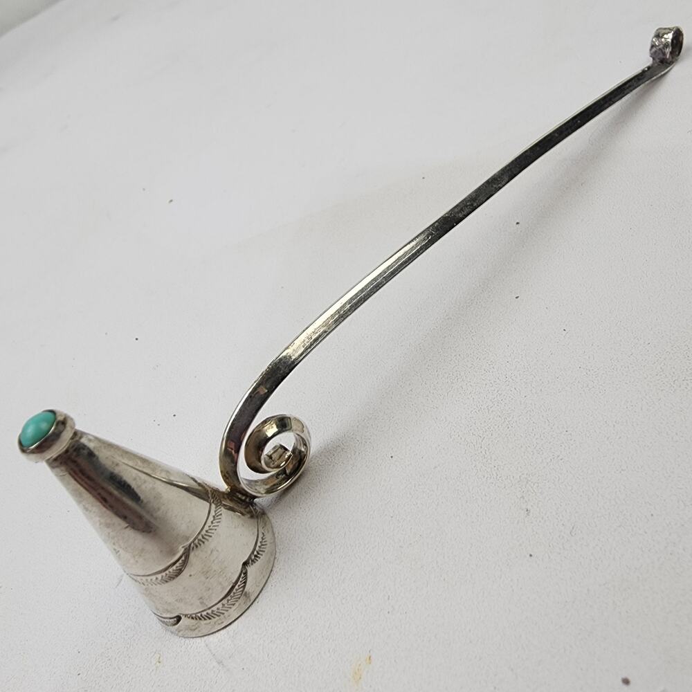 Native American Indian Sterling Silver Handmade Turquoise Candle Snuffer 20g